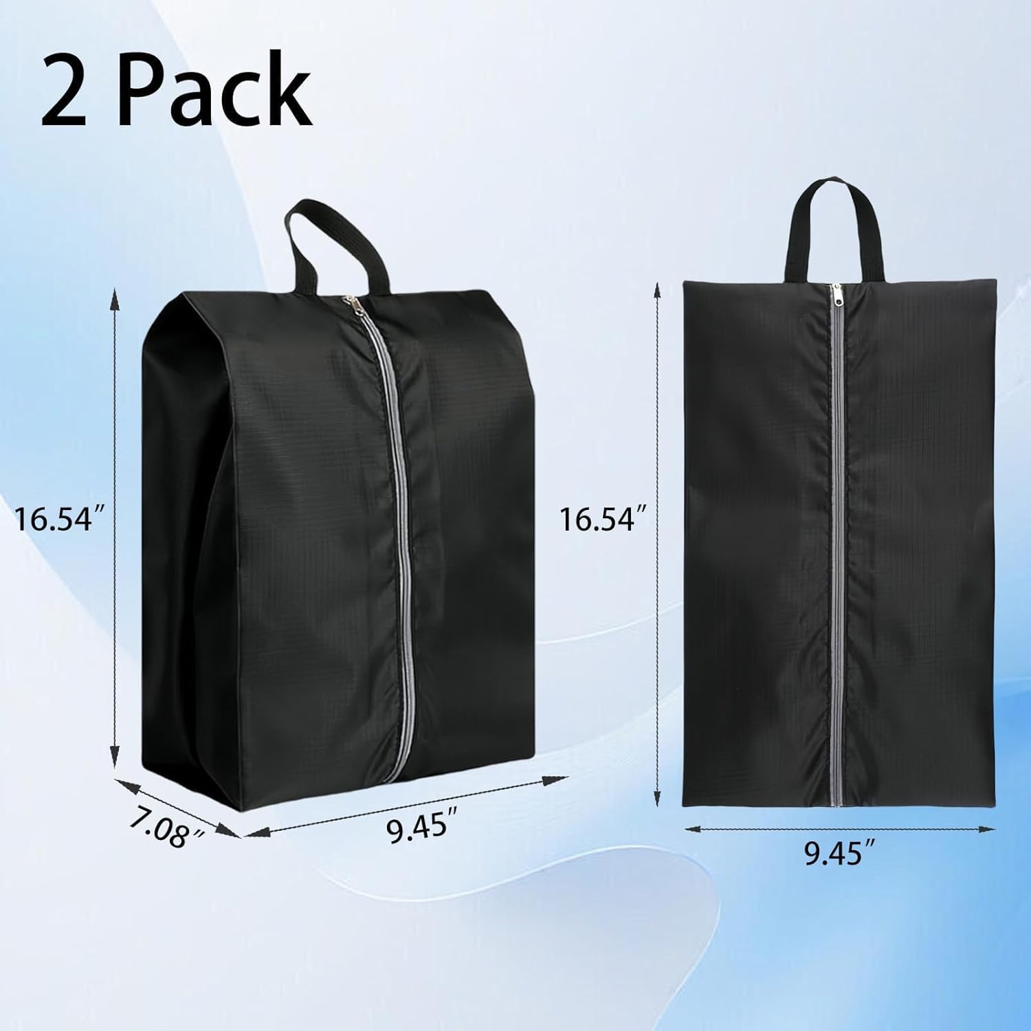 2 Pack Travel Shoe Bags, Waterproof Nylon