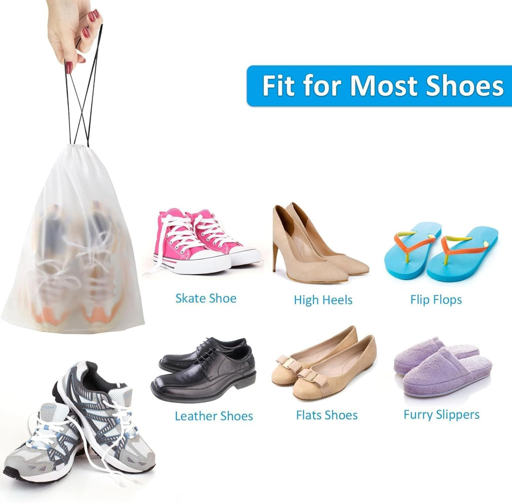 Clear Shoe Bags, Waterproof, Drawstring, 15.7"x11.8"