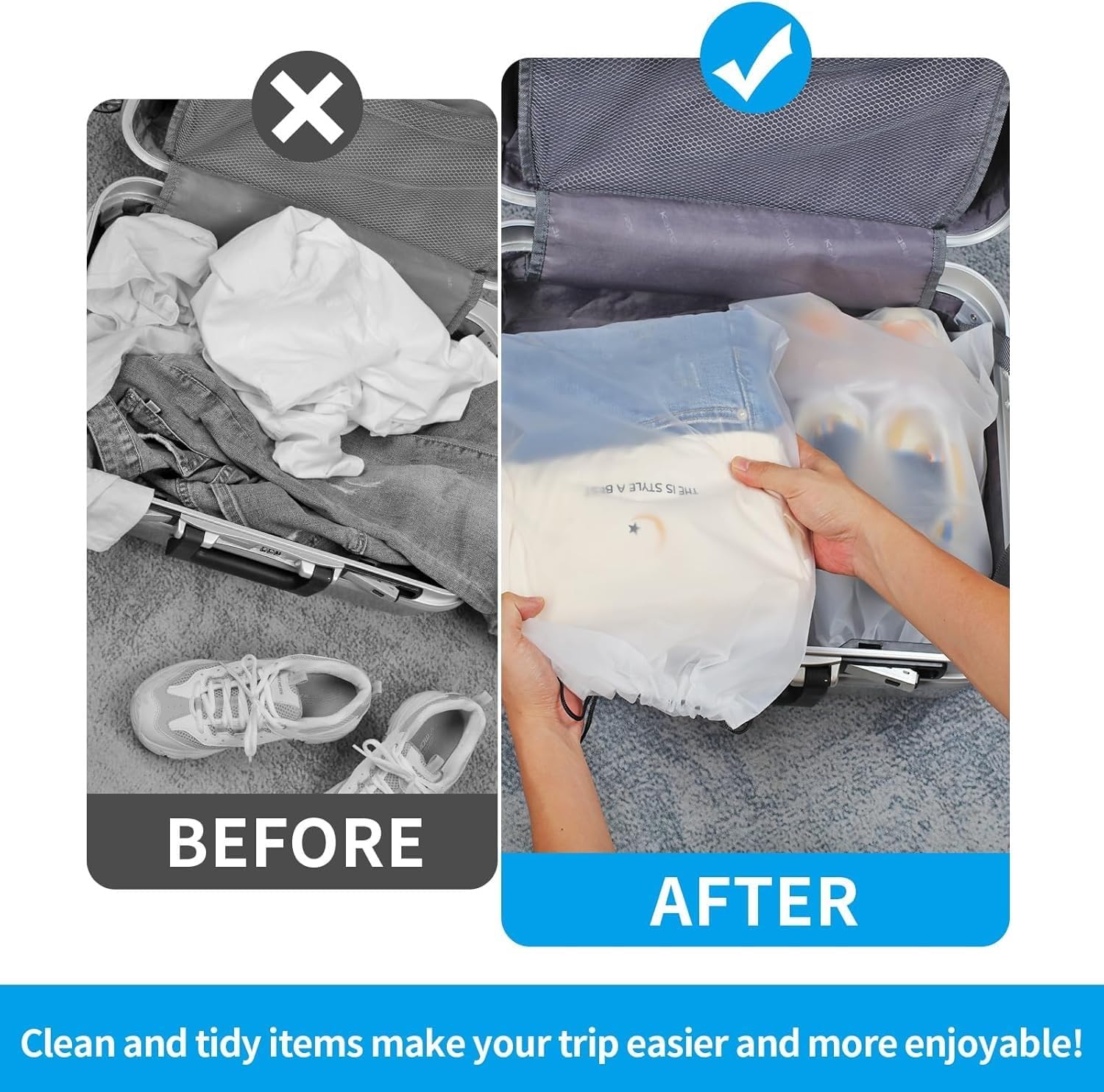 Clear Shoe Bags, Waterproof, Drawstring, 15.7"x11.8"