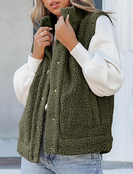 Sherpa Fleece Vest with Pockets Jacket