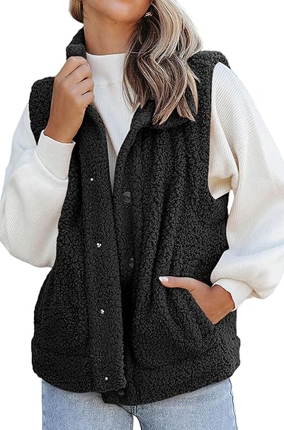 Sherpa Fleece Vest with Pockets Jacket